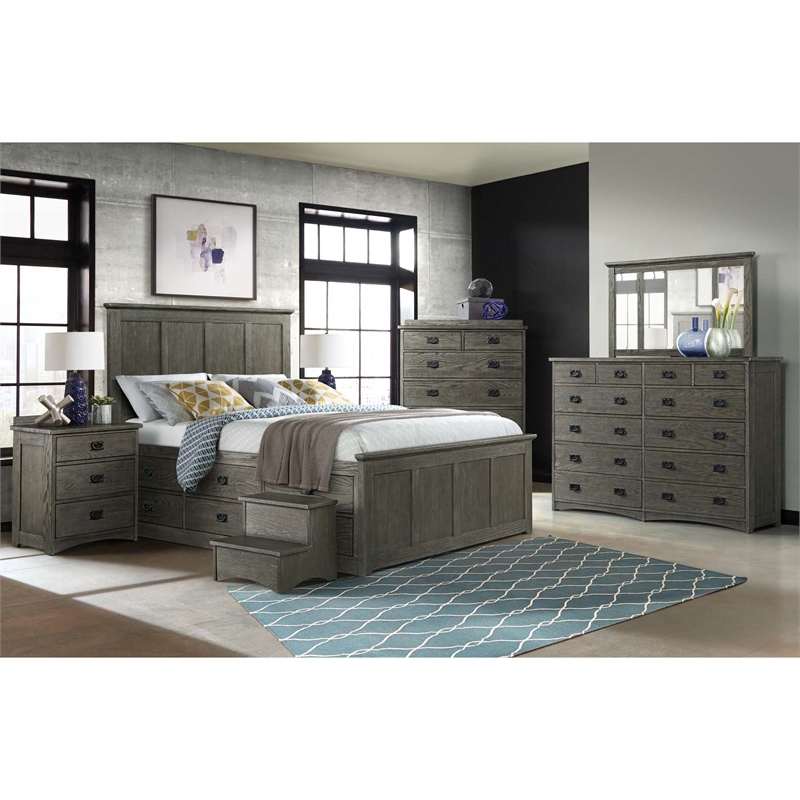 Pemberly Row Traditional Bedroom Wood Dresser Mirror in Pewter
