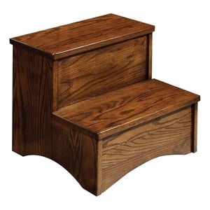 Pemberly Row Bedroom Traditional Wood Step Stool in Brown Finish