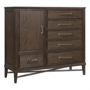 Pemberly Row Transitional Bedroom 6-Drawer Wood Gentleman's Chest in Oak