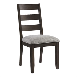 Pemberly Row Transitional Wood Ladder Back Chair in Black/Walnut (Set of 2)