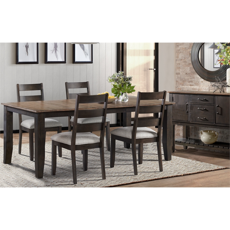 Pemberly Row Transitional Wood Dining Table in Black/Walnut Finish