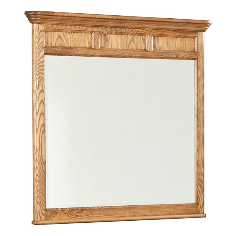 Pemberly Row Bedroom Transitional Wood Landscape Mirror in Ash