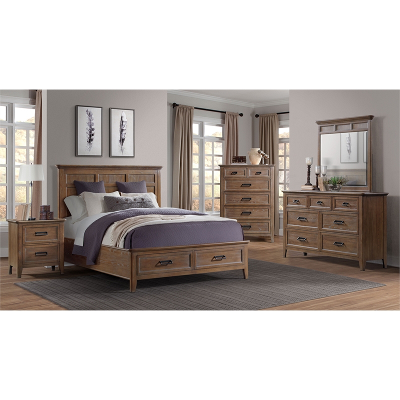 Pemberly Row Bedroom Transitional Wood Dresser Mirror in Brown