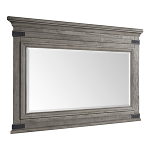 Pemberly Row Bedroom Transitional Wood Dresser Mirror in Steel Gray