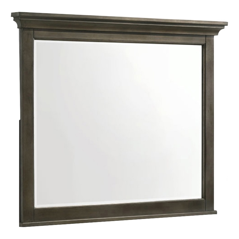 Pemberly Row Transitional Bedroom Wood Landscape Mirror in Gray