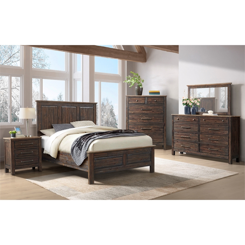 Pemberly Row Transitional Bedroom 3-Drawer Wood Nightstand in Driftwood