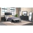 Pemberly Row Bedroom Transitional Wood Floor Mirror in Black