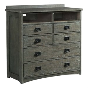 Pemberly Row Bedroom Traditional Wood Media Chest in Pewter Finish
