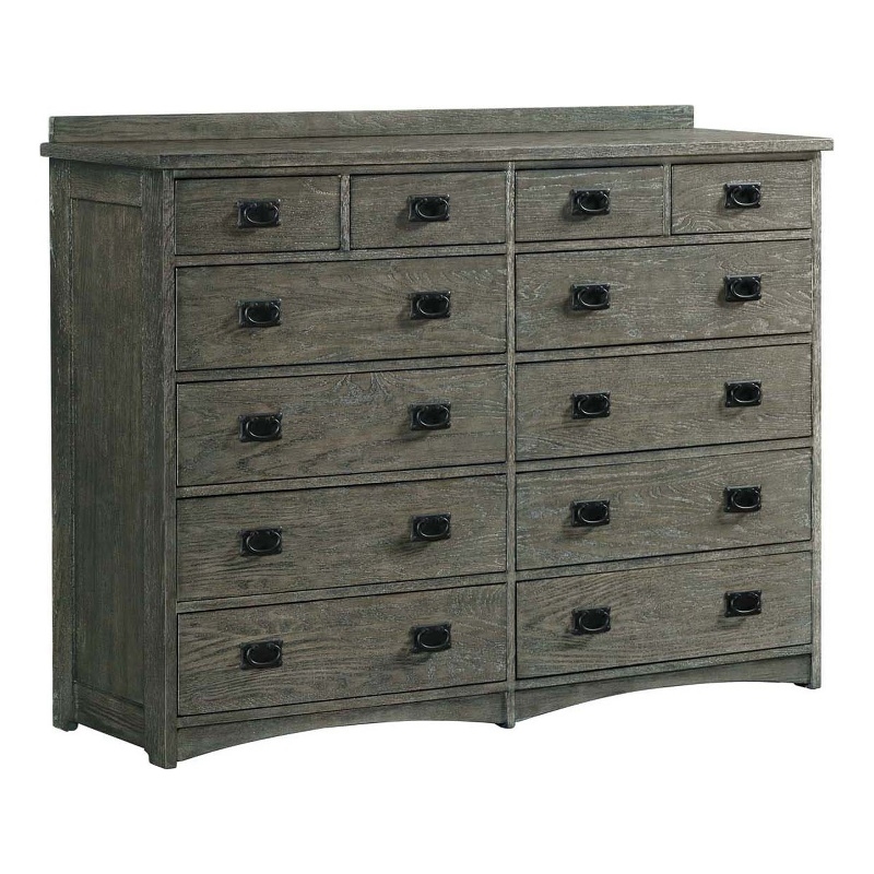 Pemberly Row Traditional Bedroom 12-Drawer Wood Dresser in Pewter