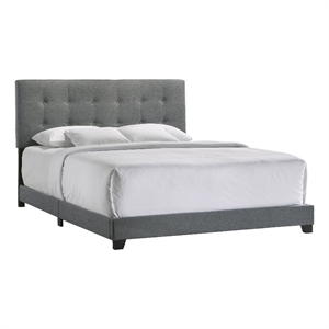 Pemberly Row Modern Fabric King Upholstered Bed in Gunmetal Gray