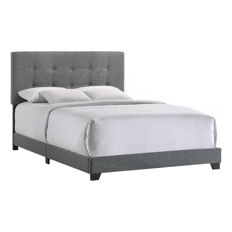 Pemberly Row Modern Fabric Queen Upholstered Bed in Gunmetal Gray