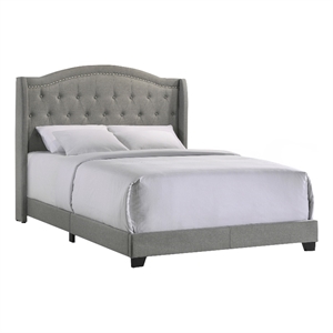 Pemberly Row Modern Fabric Queen Upholstered Bed in Smoke Gray