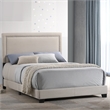 Pemberly Row Modern Fabric Full Upholstered Bed in Fog Beige