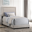 Pemberly Row Modern Fabric Twin Upholstered Bed in Fog Beige