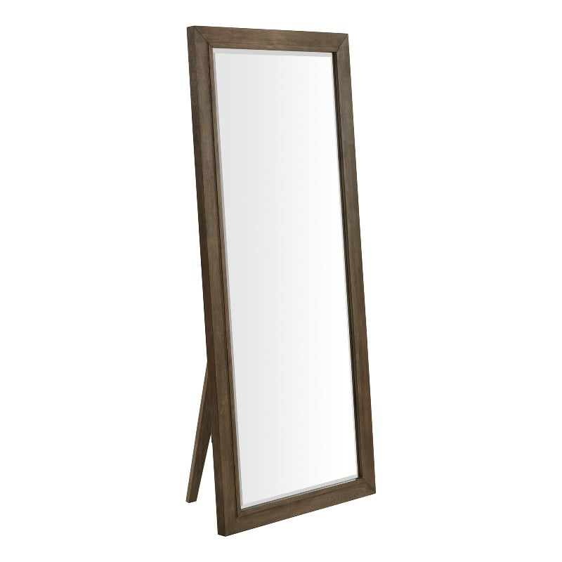 Pemberly Row Bedroom Transitional Wood Floor Mirror in Oak Finish