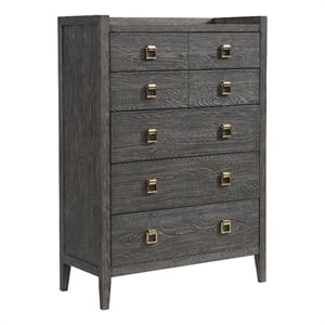Pemberly Row Bedroom 5-Drawer Transitional Wood Chest in Gray