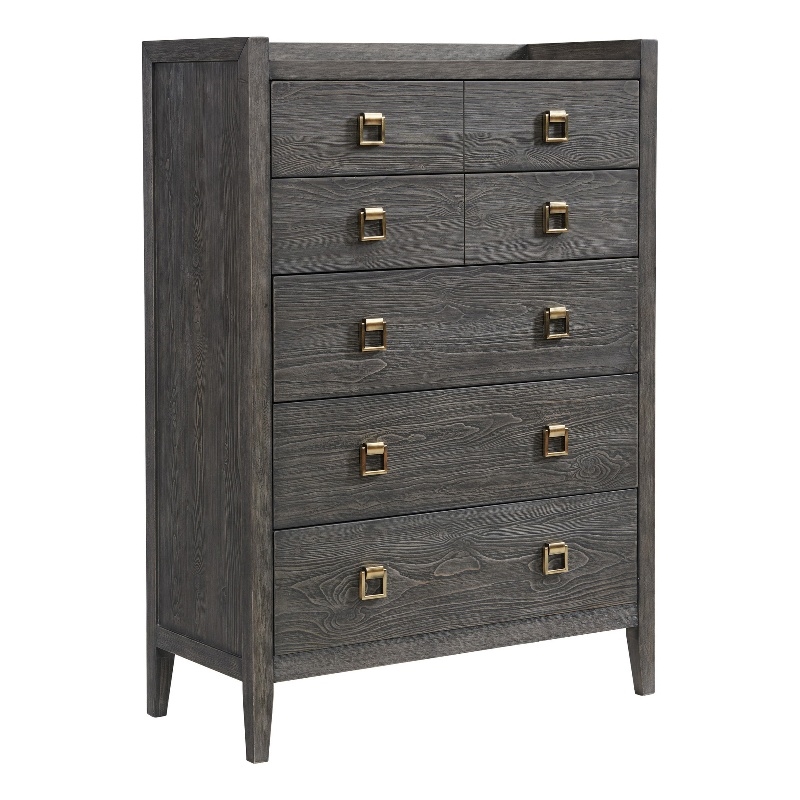 Pemberly Row Bedroom 5-Drawer Transitional Wood Chest in Gray