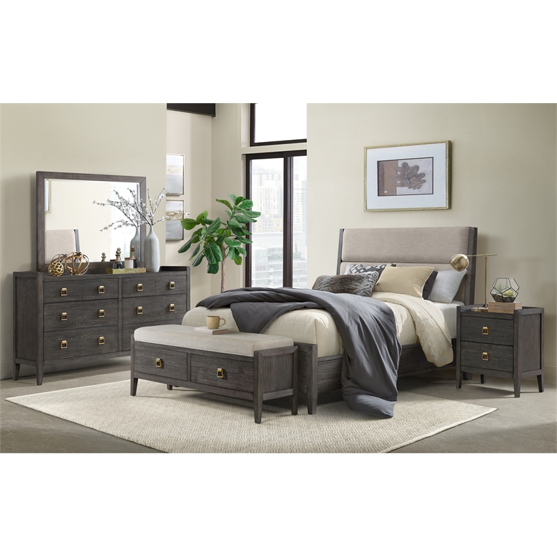 Pemberly Row Bedroom 6-Drawer Transitional Wood Dresser in Gray