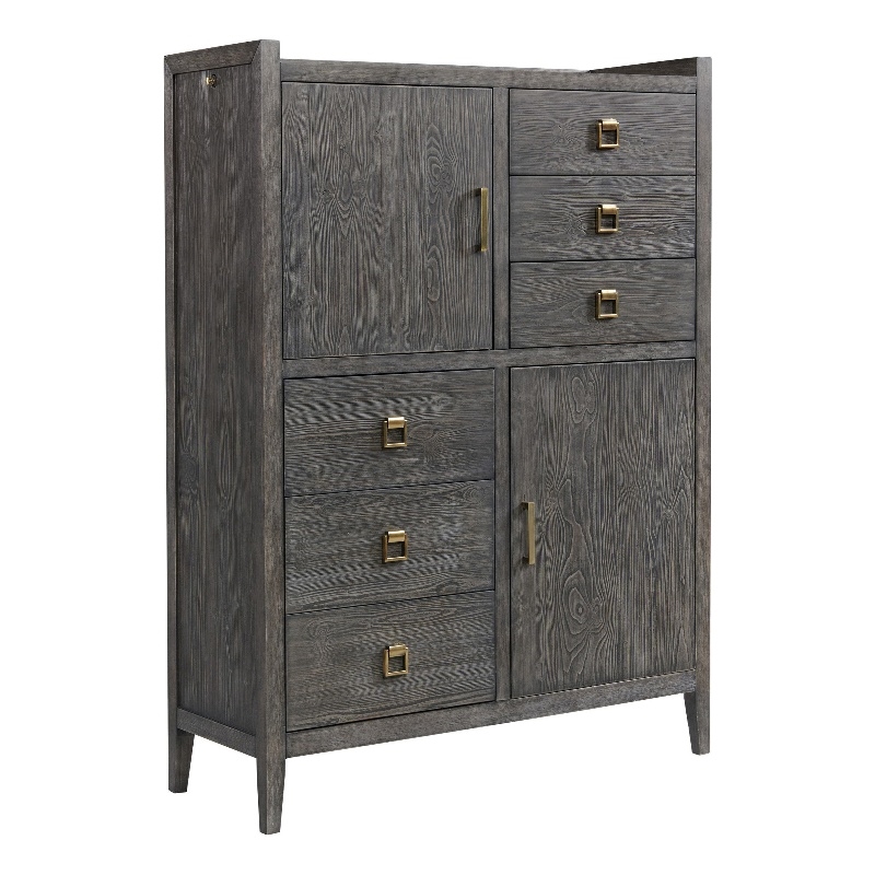 Pemberly Row Transitional Bedroom 6-Drawer Wood Gentleman's Chest in Gray