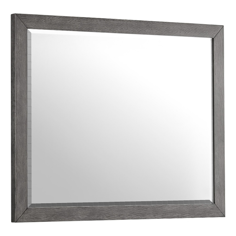 Pemberly Row Bedroom Transitional Wood Dresser Mirror in Gray
