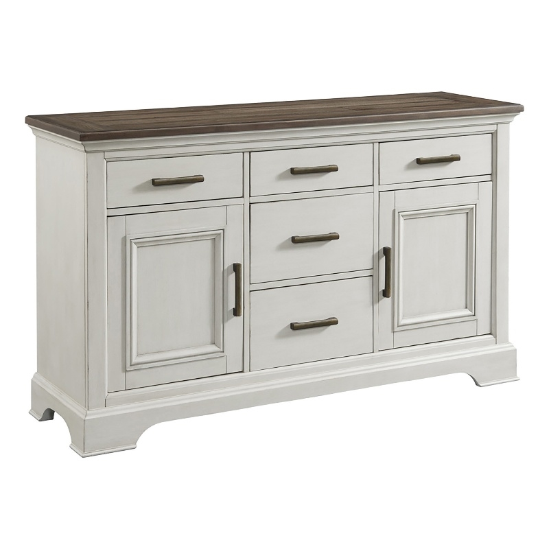 Pemberly Row Traditional Wood Dining Sideboard in White/Oak Finish