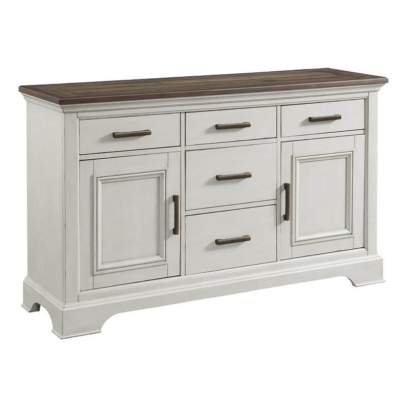Pemberly Row Traditional Wood Dining Sideboard in White/Oak Finish