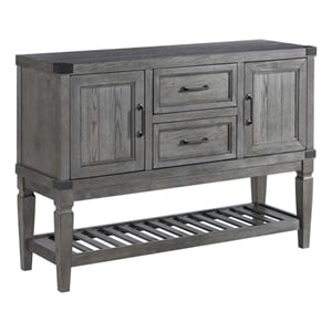 Pemberly Row Transitional Transitional Wood Server in Pewter