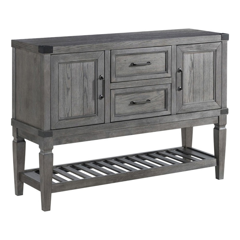 Pemberly Row Transitional Transitional Wood Server in Pewter