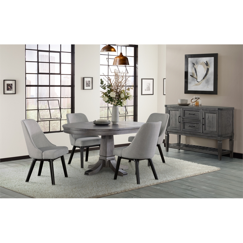 Pemberly Row Transitional Transitional Upholstered Chair in Pewter (Set of 2)