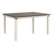 Pemberly Row Farmhouse Wood Dining Table in White/Charcoal Finish