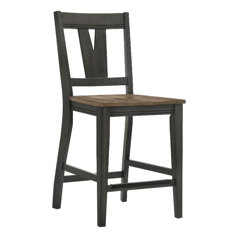 Pemberly Row Transitional Transitional Wood Splat Back Stool in Brown (Set of 2)