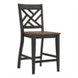 Pemberly Row Transitional Wood Lattice Back Stool in Brown/Pecan (Set of 2)