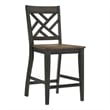 Pemberly Row Transitional Wood Lattice Back Stool in Brown/Pecan (Set of 2)
