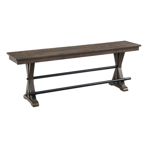 Pemberly Row Transitional Wood Backless Counter Bench in Charcoal