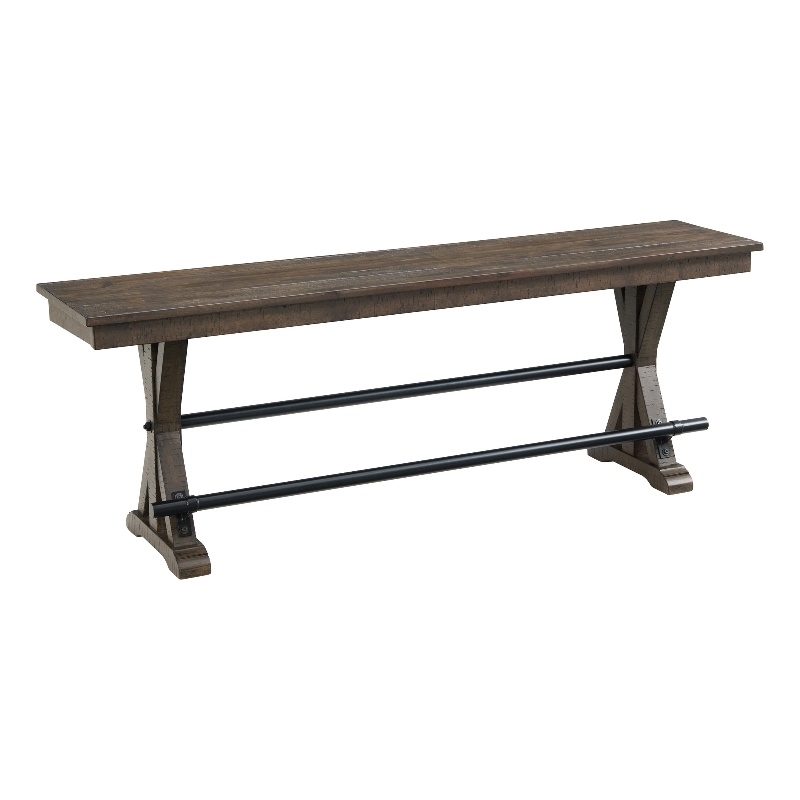 Pemberly Row Transitional Wood Backless Counter Bench in Charcoal