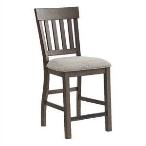 Pemberly Row Transitional Dining Wood Barstool in Driftwood (Set of 2)