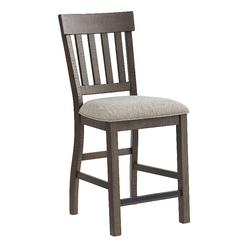 Pemberly Row Transitional Dining Wood Barstool in Driftwood (Set of 2)