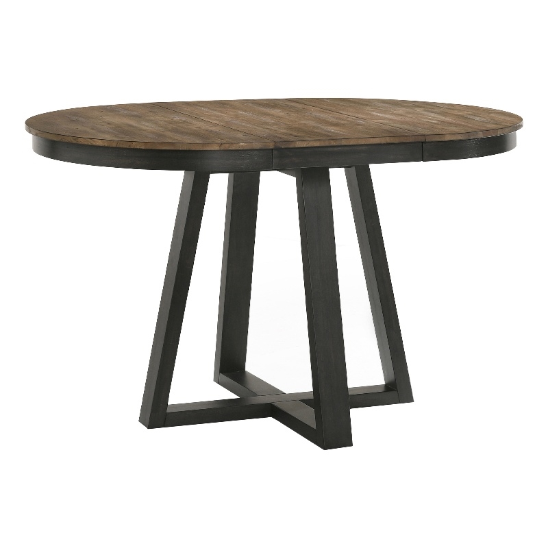 Pemberly Row Round Transitional Wood Counter Table in Brown/Pecan