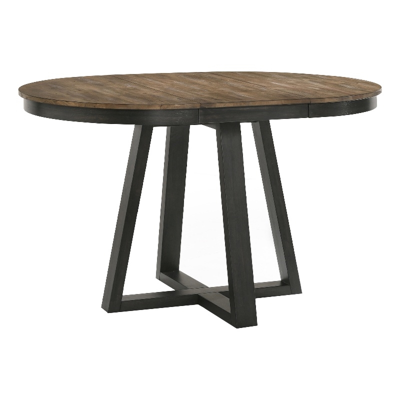 Pemberly Row Round Transitional Wood Counter Table in Brown/Pecan