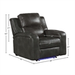 Pemberly Row Transitional Leather Dual-Power Recliner in Slate Gray