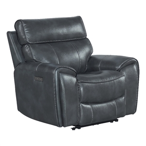 Pemberly Row Transitional Faux Leather Dual-Power Recliner in Slate Gray