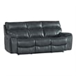 Pemberly Row Transitional Faux Leather Dual-Power Recliner Sofa in Slate Gray
