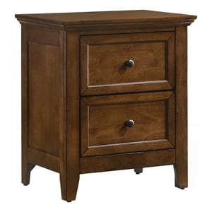 Pemberly Row Transitional Youth 2-Drawer Wood Nightstand in Brown