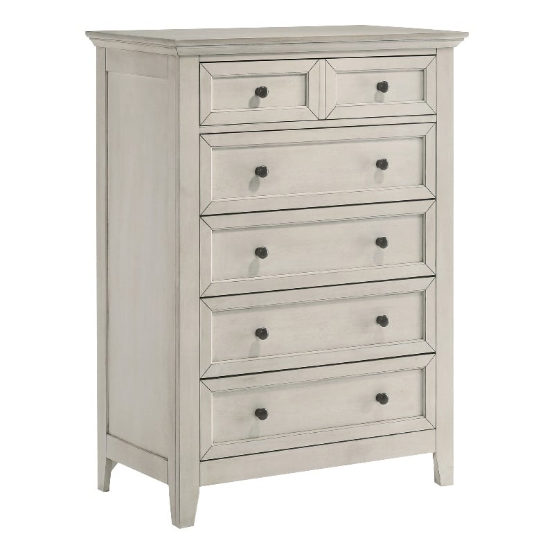 Pemberly Row Youth 5-Drawer Transitional Wood Chest in White