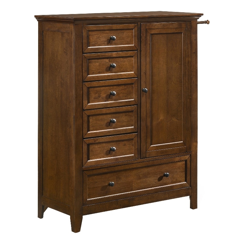 Pemberly Row Youth Transitional Wood Chifferobe in Brown Finish