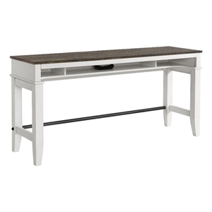 Pemberly Row 76&quot Transitional Wood Sofa Bar Table in Gray and White