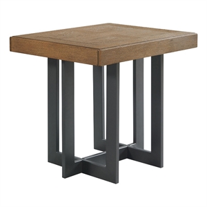 Pemberly Row 22&quot Modern Wood and Metal End Table in Brown Finish