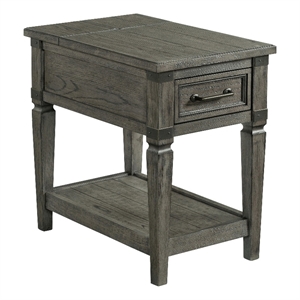 Pemberly Row 17&quot Transitional Wood Veneer Chairside Table - Pewter