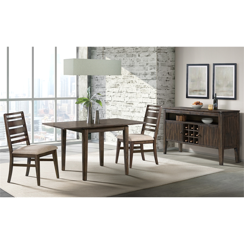 Pemberly Row Contemporary Wood Drop Leaf Table in Brown Finish
