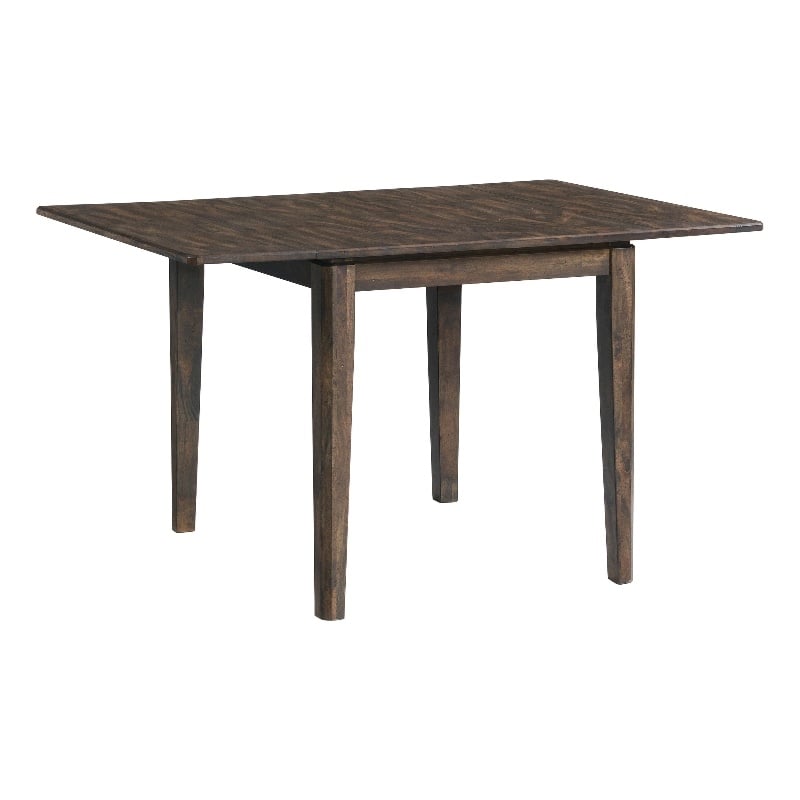 Pemberly Row Contemporary Wood Drop Leaf Table in Brown Finish